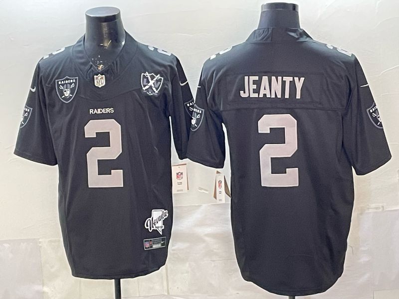 Men 2026 Oakland Raiders #2 Jeanty Black 3th generation Throwback Nike Limited NFL Jersey style 004